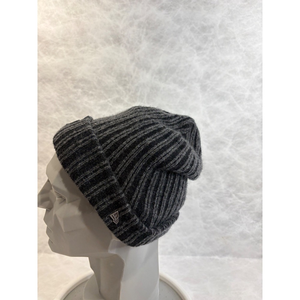 NFL Wool Cashmere Blend Ribbed Beanie Hat Charcoal Grey Black Cuffed One Size - Picture 2 of 9